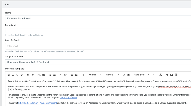 Email Template Editing